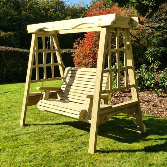 Cretila Small Wooden Garden Swing Seat In Natural