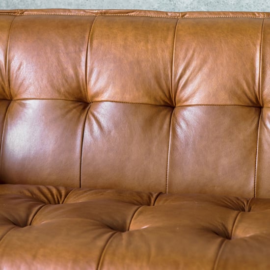 Crevan Leather 3 Seater Sofa With Oak Legs In Mellow Brown