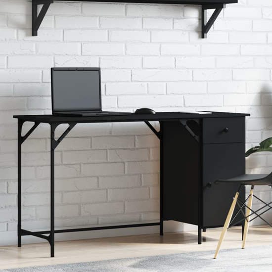 Read more about Crewe wooden laptop desk with 1 door in black