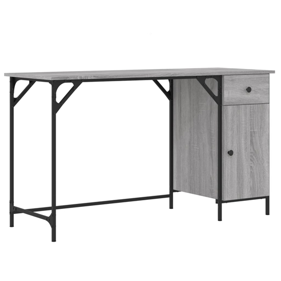 Crewe Wooden Laptop Desk With 1 Door In Grey Sonoma