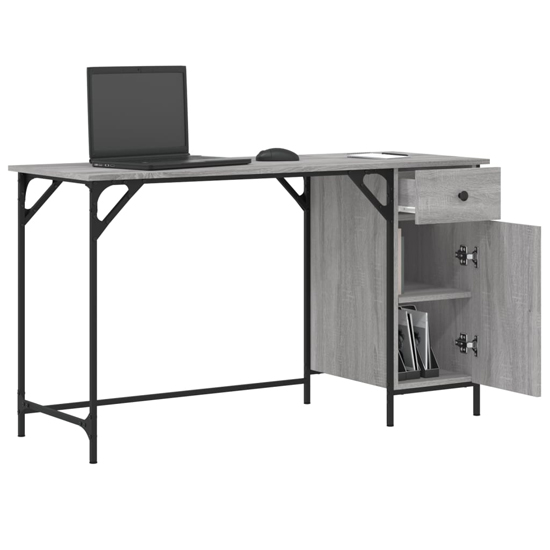 Crewe Wooden Laptop Desk With 1 Door In Grey Sonoma
