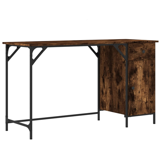 Crewe Wooden Laptop Desk With 1 Door In Smoked Oak