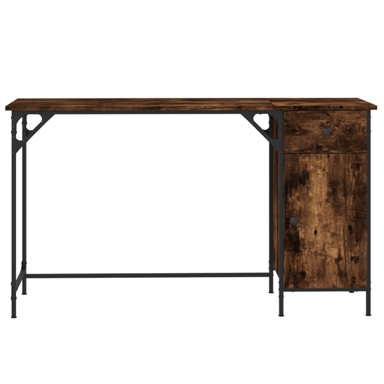 Crewe Wooden Laptop Desk With 1 Door In Smoked Oak