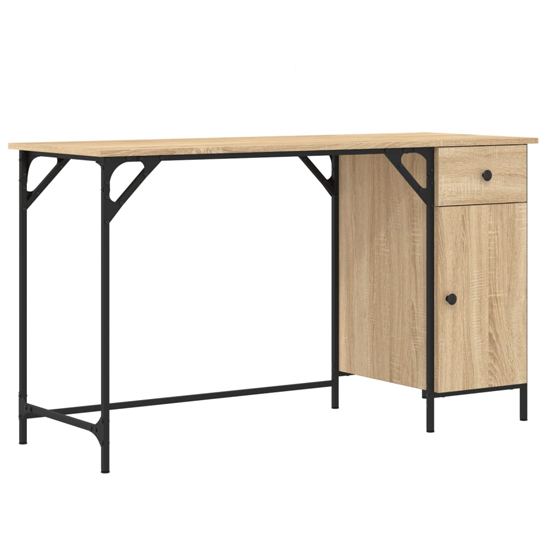 Crewe Wooden Laptop Desk With 1 Door In Sonoma Oak