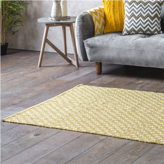 Creyon Cotton Woven Fabric Diamond Cross Rug In Ochre