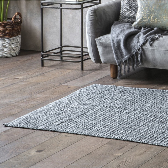 Creyon Cotton Woven Fabric Slub Rug In Black And White