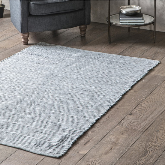 Creyon Cotton Woven Fabric Tile Rug In Slate