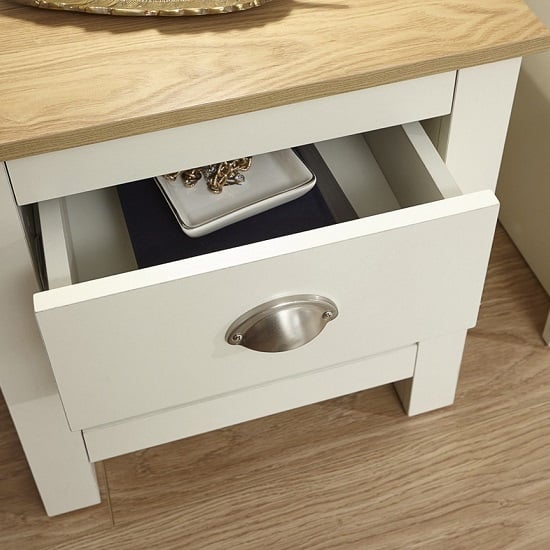 Loftus Bedside Cabinet In Cream With Oak Effect Top_3