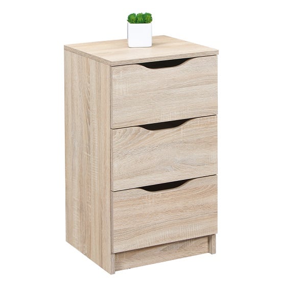 Photo of Crick small chest of drawers in sonoma oak with 3 drawers