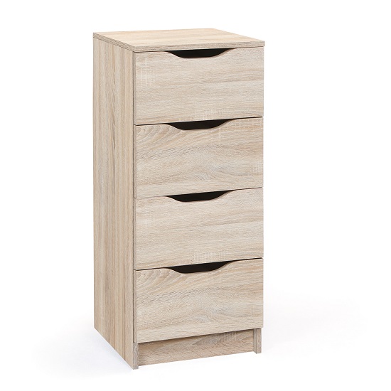 Crick Narrow Chest Of Drawers In Sonoma Oak With 4 Drawers