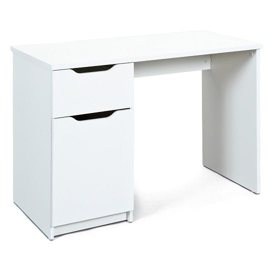 Crick Wooden Computer Desk In White With 1 Door And 1 Drawer_2