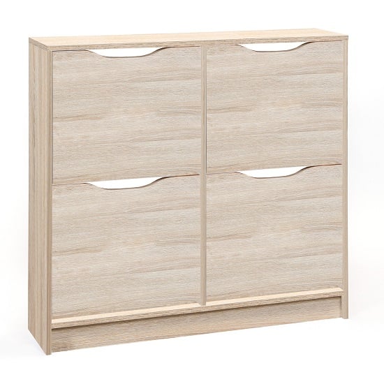 Read more about Crick wooden shoe storage cabinet in sonoma oak with 4 doors