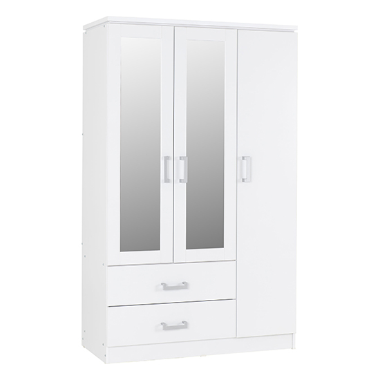 Read more about Crieff mirrored wardrobe with 3 doors 2 drawers in white