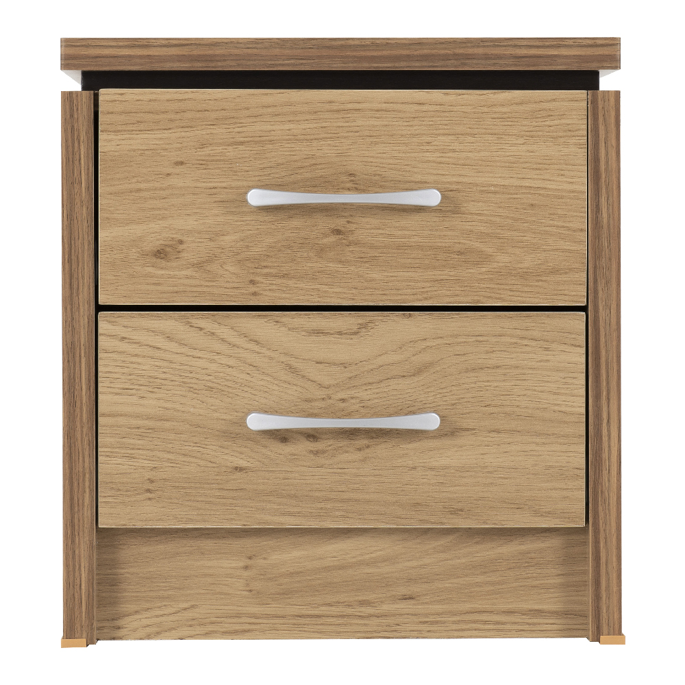 Crieff Wooden Bedside Cabinet With 2 Drawers In Oak And Walnut