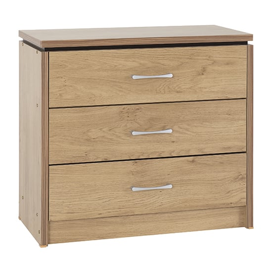 Photo of Crieff wooden chest of 3 drawers in oak effect