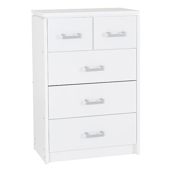 Product photograph of Crieff Wooden Chest Of 5 Drawers In White from Furniture in Fashion