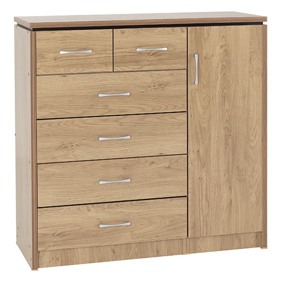 Read more about Crieff wooden sideboard with 1 door 6 drawers in oak effect