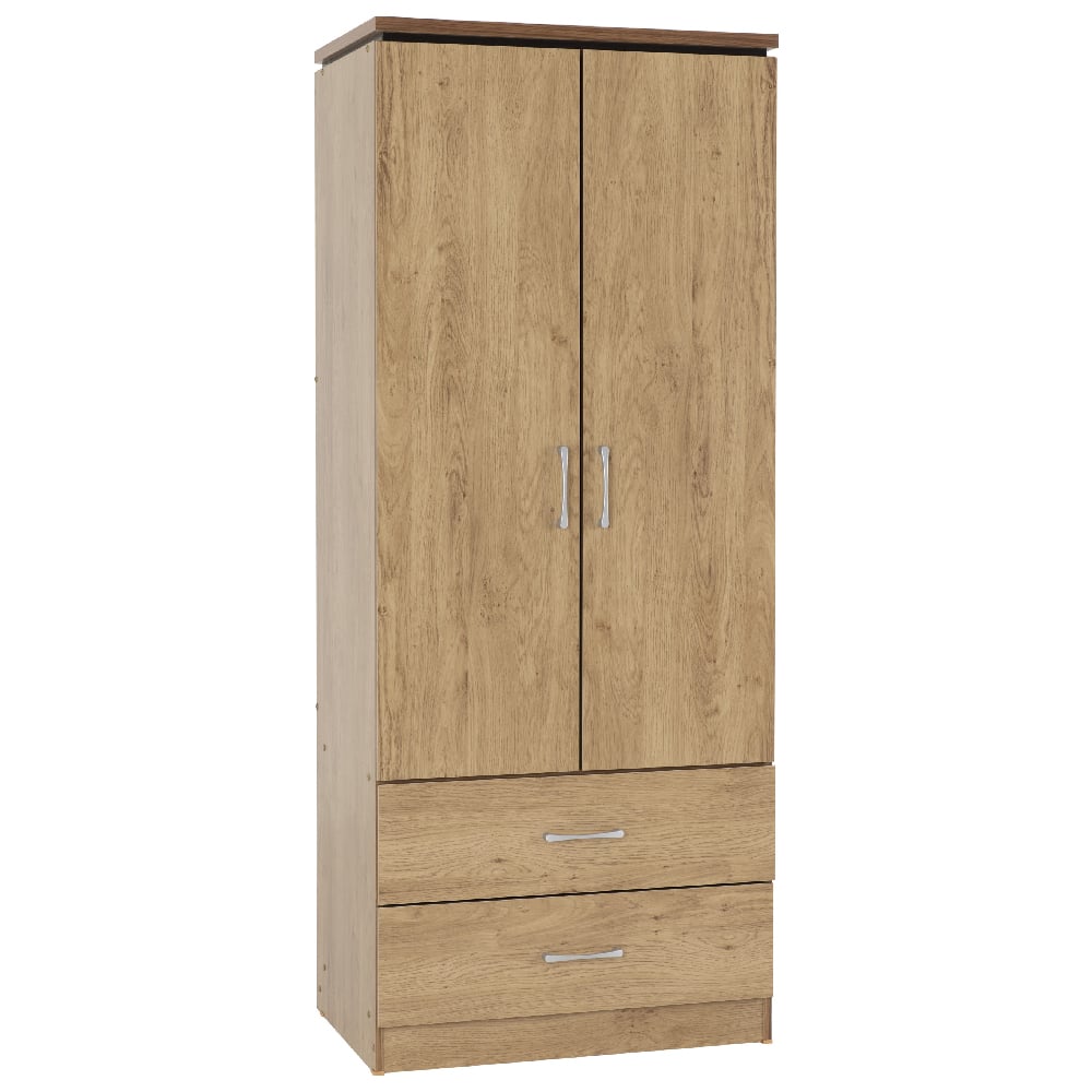 Read more about Crieff wooden wardrobe with 2 doors 2 drawers in oak