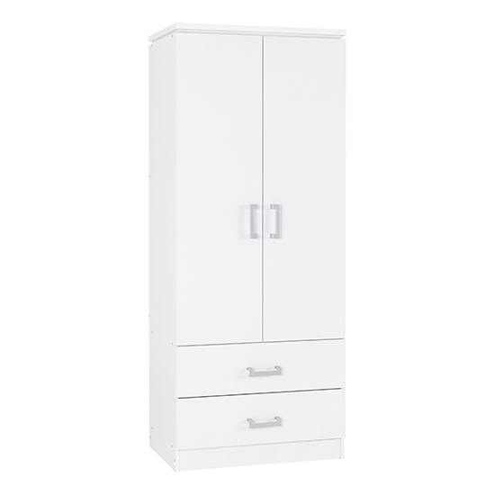 Read more about Crieff wooden wardrobe with 2 doors and 2 drawers in white