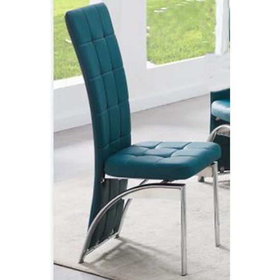 Criss Cross Glass Dining Table With 4 Ravenna Teal Chairs_3