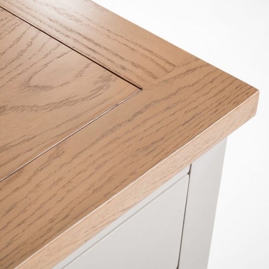 Raisie Wooden Extendable Dining Table In Oak Top And Grey