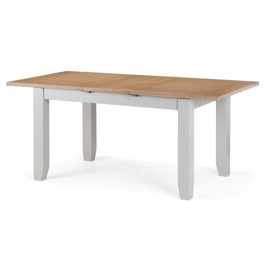 Photo of Raisie wooden extendable dining table in oak top and grey