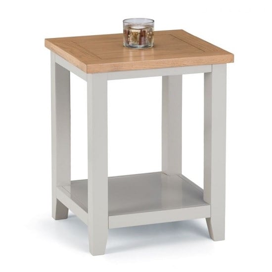 Photo of Raisie wooden lamp table in oak top and grey