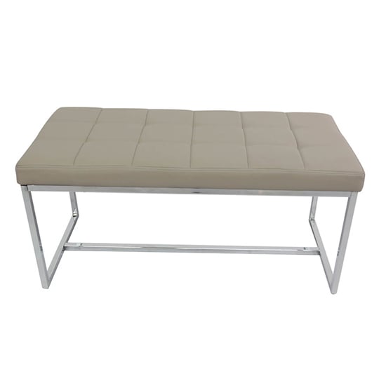 Croatia Dining Bench In Mink PU Leather With Chrome Legs_3