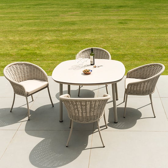 Product photograph of Crod Outdoor 1200mm Sand Dining Table With 4 Chairs In Beige from Furniture in Fashion