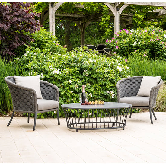 Product photograph of Crod Outdoor Curved Lounge Chairs With Coffee Table In Grey from Furniture in Fashion