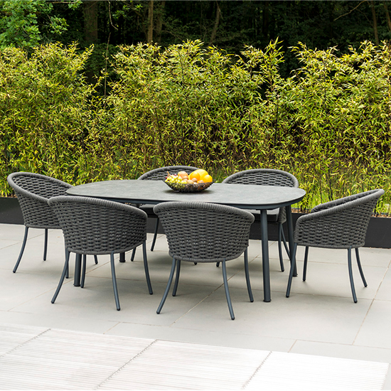 Crod Outdoor 2000mm Pebble Wooden Dining Table In Grey Legs_2