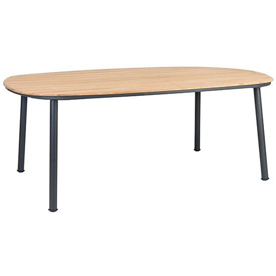 Crod Outdoor 2000mm Roble Wooden Dining Table In Grey Legs