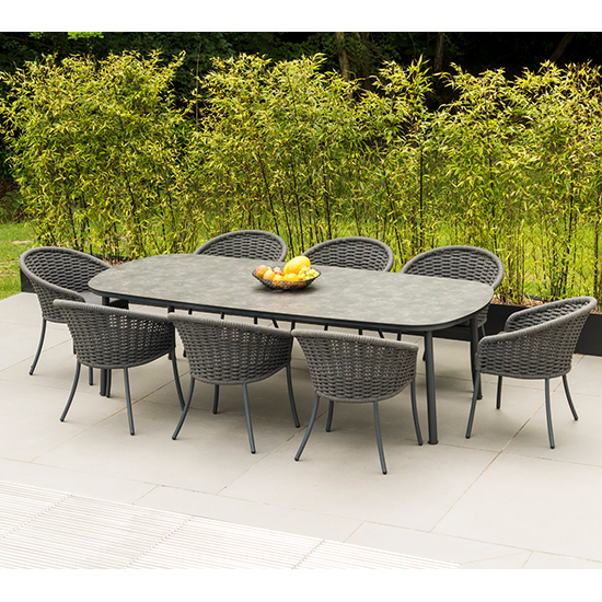 Crod Outdoor 2700mm Pebble Wooden Dining Table In Grey Legs_2