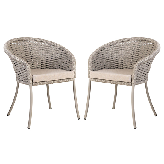 Product photograph of Crod Outdoor Beige Dining Armchairs With Cushion In Pair from Furniture in Fashion