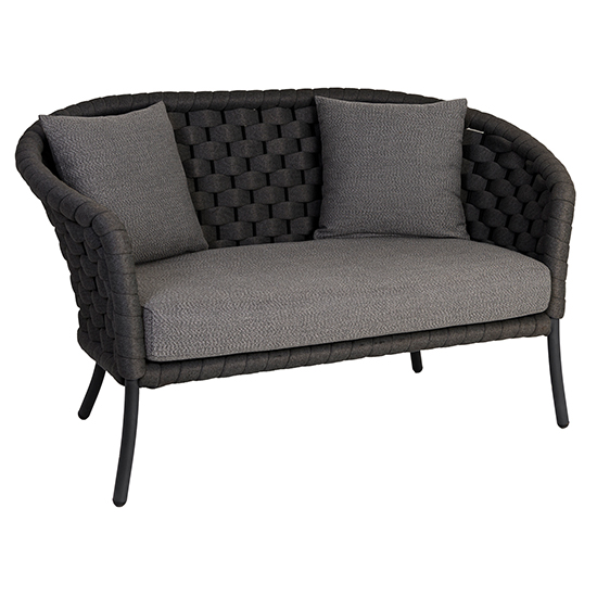 Crod Outdoor Curved 2 Seater Sofa With Cushion In Dark Grey_1