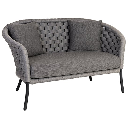 Crod Outdoor Curved 2 Seater Sofa With Cushion In Light Grey_1