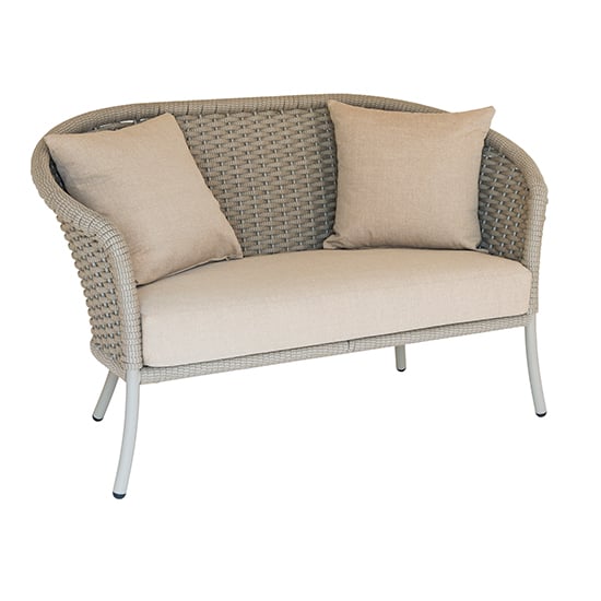 Crod Outdoor Curved Top 2 Seater Sofa With Cushion In Beige