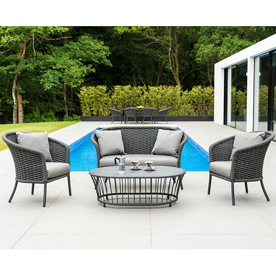 Crod Outdoor Curved Top 2 Seater Sofa With Cushion In Grey_2