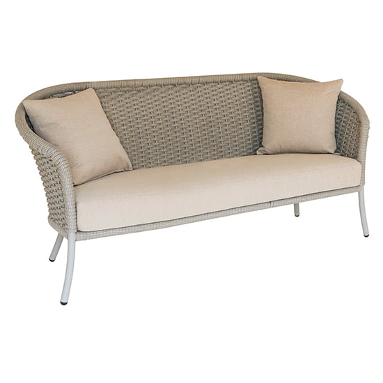 Crod Outdoor Curved Top 3 Seater Sofa With Cushion In Beige