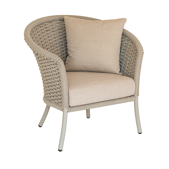 Read more about Crod outdoor curved top lounge chair with cushion in beige