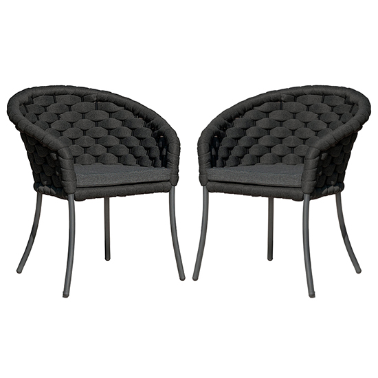 Product photograph of Crod Outdoor Dark Grey Dining Chairs With Cushion In Pair from Furniture in Fashion