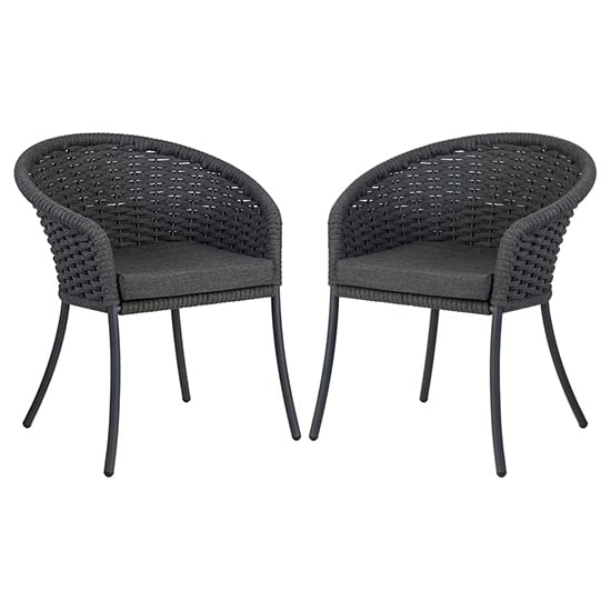 Crod Outdoor Grey Dining Armchairs With Cushion In Pair_1