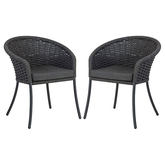 Read more about Crod outdoor grey dining armchairs with cushion in pair