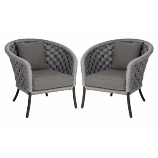 Photo of Crod outdoor light grey dining chairs with cushion in pair