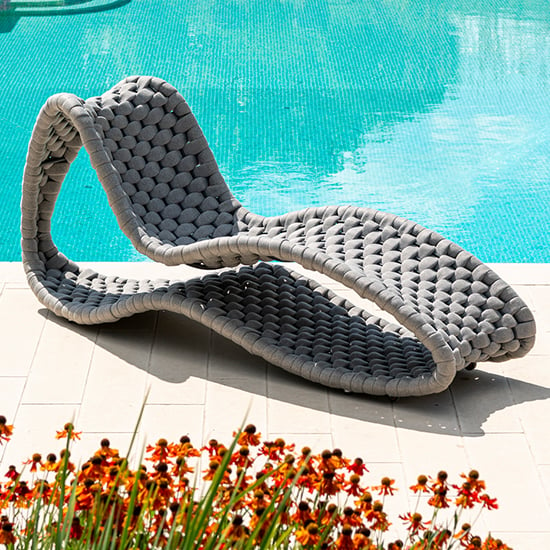 Product photograph of Crod Outdoor Olefin Rope Surf Sun Bed In Light Grey from Furniture in Fashion