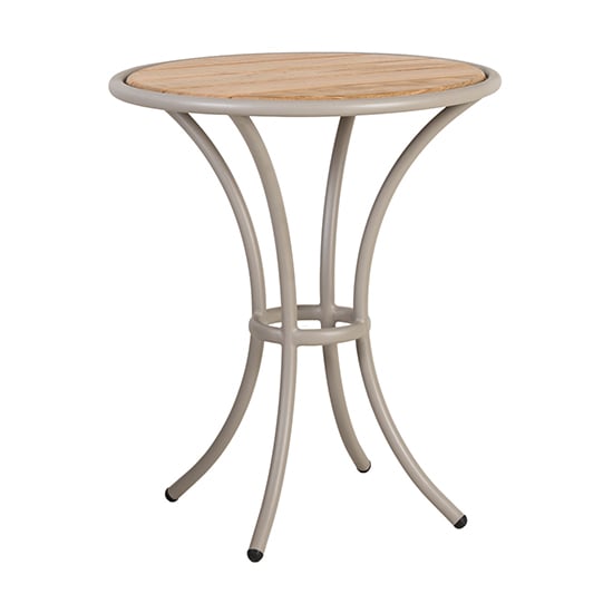 Photo of Crod outdoor roble wooden bistro table with beige metal frame