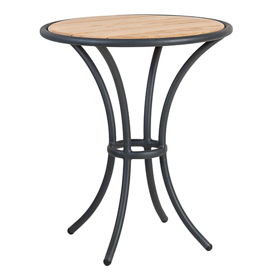 Photo of Crod outdoor roble wooden bistro table with grey metal frame