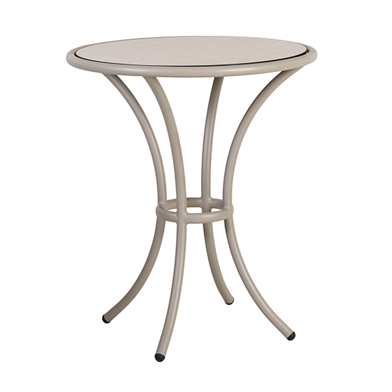 Crod Outdoor Sand Wooden Bistro Table With Beige Metal Frame
