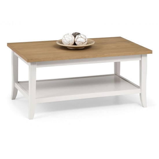 Dagan Coffee Table In Ivory Laquered With Oak Top