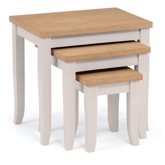 Cromley Wooden Nest Of Tables In Elephant Grey With Oak Top